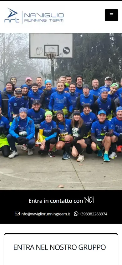 Il sito di Naviglio Running Team visto da smartphone
