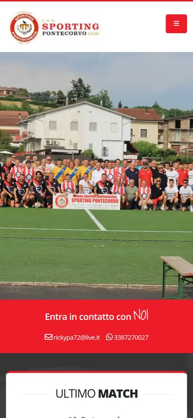 Il sito di Sporting Pontecorvo, società di calcio, visto da smartphone
